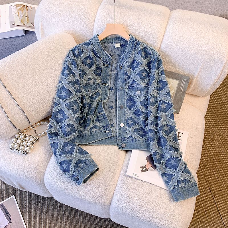 Winter Clothing Work - Coat Women Denim Coats Round Neck