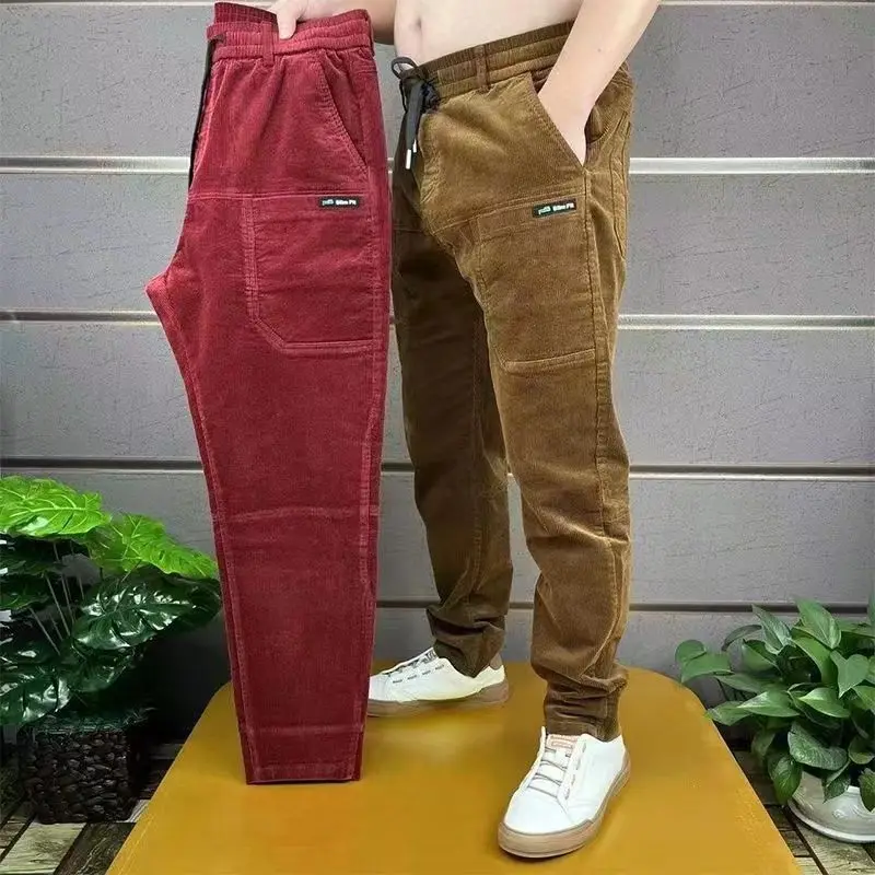 Winter Clothing Work - Corduroy Cargo Trousers Men's Simple Loose