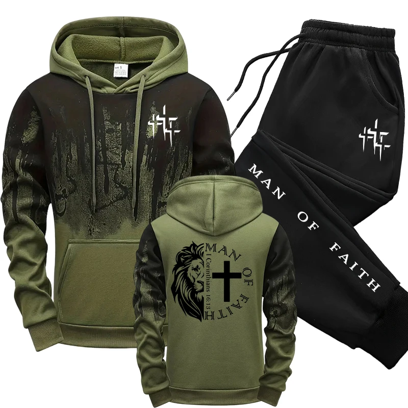 Winter Clothing Men - Man of Faith Pattern Men's Set