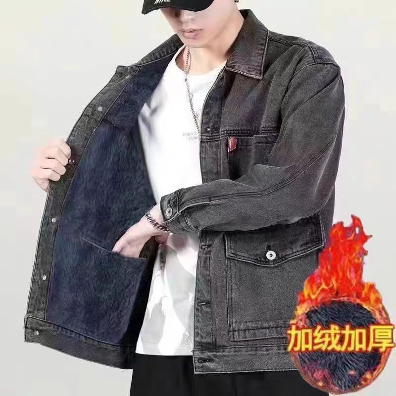 Men's Denim Jacket with Added  - Winter Clothing Work 评论和价格