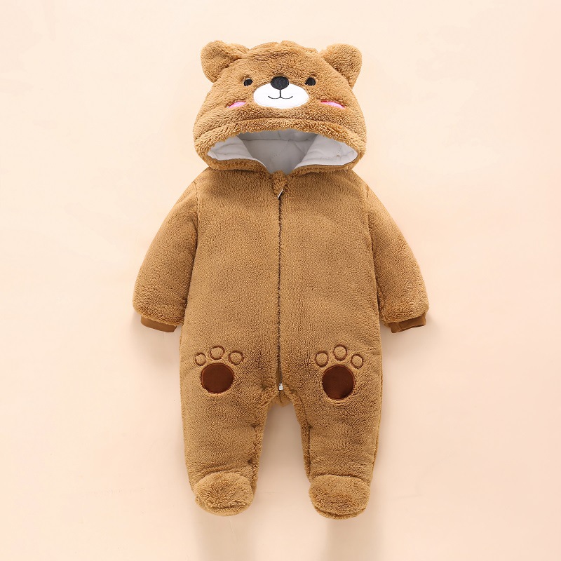 0-12M Baby Rompers Cute Bear T - Winter Clothing Toddler 评论和价格
