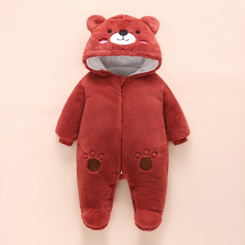 0-12M Baby Rompers Cute Bear T - Winter Clothing Toddler 评论和价格
