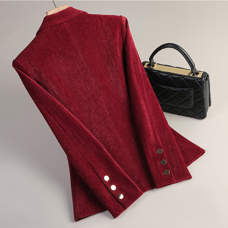 Yellow Gold Velvet Blazer Wome - Winter Clothing Work 评论和价格