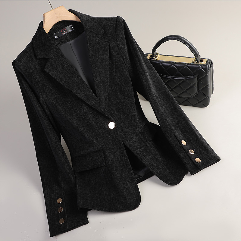 Yellow Gold Velvet Blazer Wome - Winter Clothing Work 评论和价格