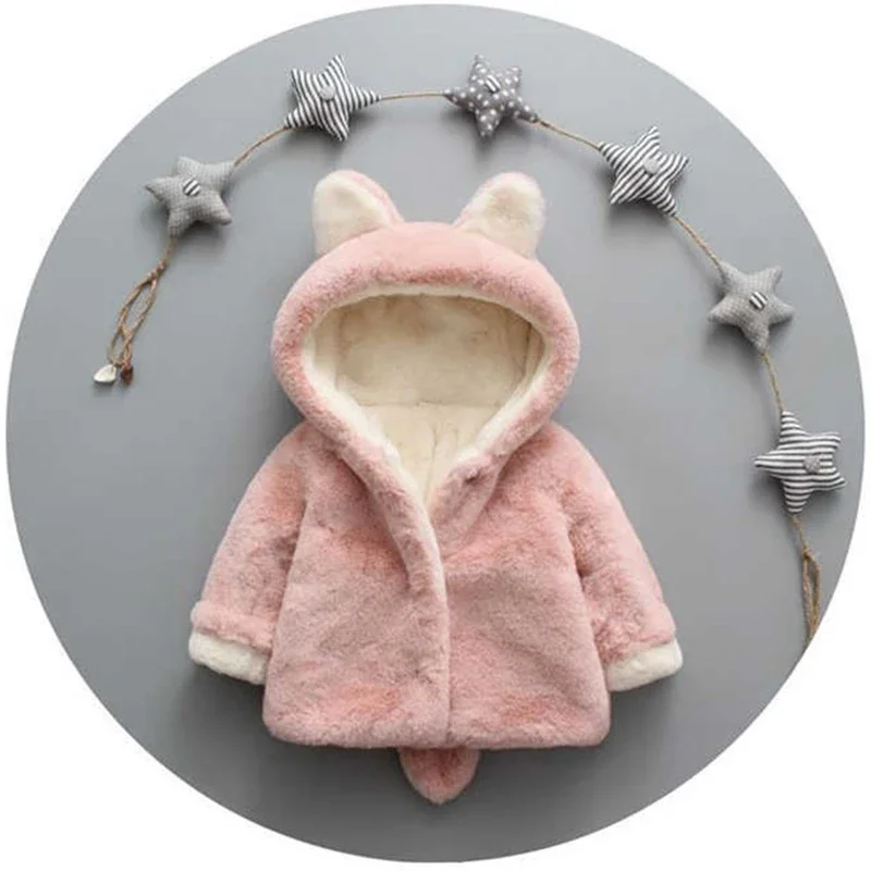 Cute Cat Ears Plush Baby Jacke - Winter Clothing Toddler 评论和价格